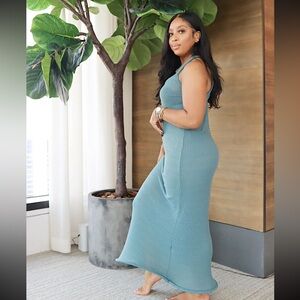 ZARA RIGID HEM RIBBED KNIT STRAPPY MAXI DRESS SiZE MEDIUM